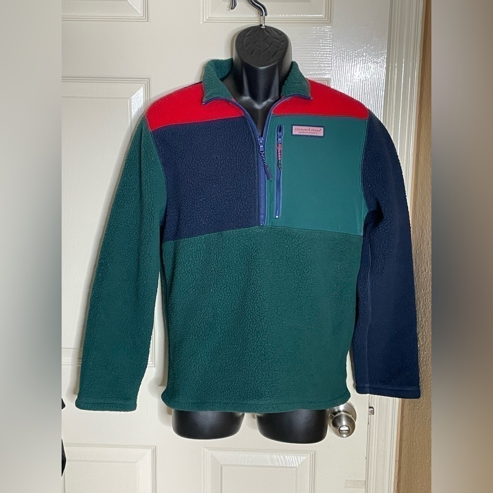 Vineyard Vines Boys Party Sherpa Pullover Sweater Large 16 Fleece​​​​​​​​​​​​​​​